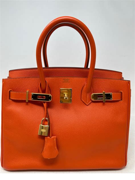 hermes orange poppy birkin leather.